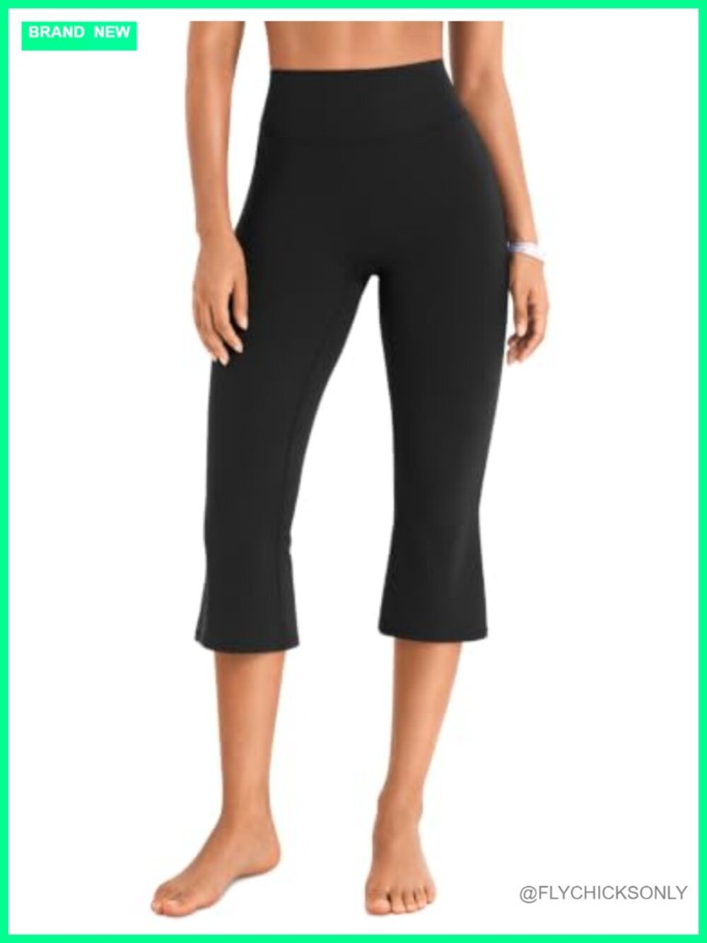 High Waist Capri Yoga Pants No Front Seam Scrunch Flare Leg